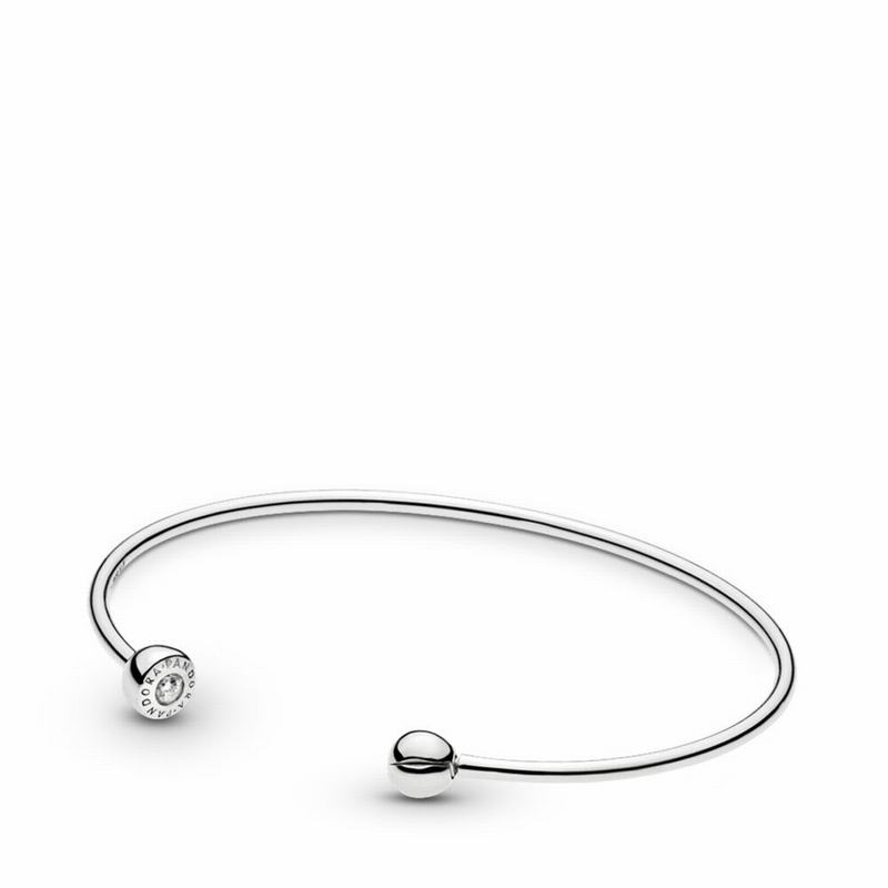 Pandora Essence Silver Open Bangle - Sterling Silver/Cubic Zirconia - Canada | HL8881ZT